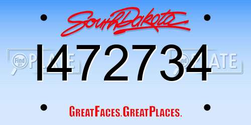 I472734 South Dakota License Plate