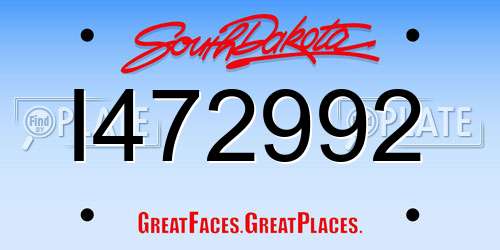 I472992 South Dakota License Plate