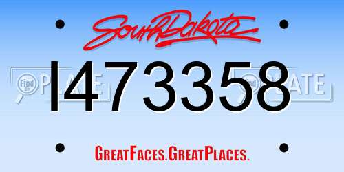 I473358 South Dakota License Plate