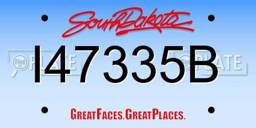I47335B South Dakota License Plate