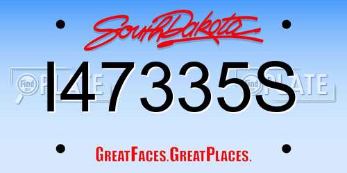 I47335S South Dakota License Plate