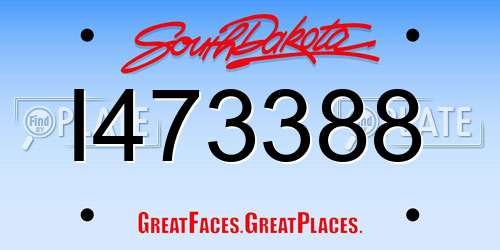I473388 South Dakota License Plate