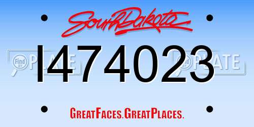I474023 South Dakota License Plate