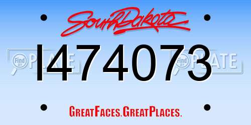 I474073 South Dakota License Plate