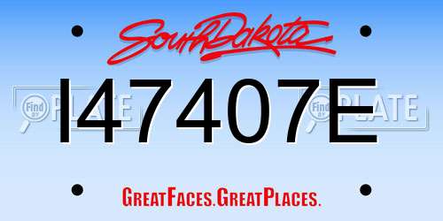 I47407E South Dakota License Plate