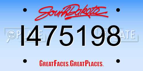 I475198 South Dakota License Plate
