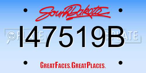 I47519B South Dakota License Plate
