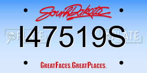 I47519S South Dakota License Plate