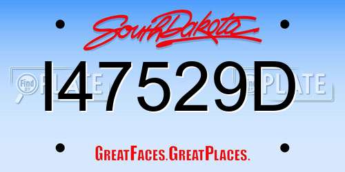 I47529D South Dakota License Plate