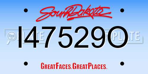 I47529O South Dakota License Plate