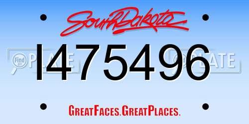 I475496 South Dakota License Plate