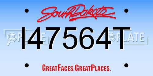 I47564T South Dakota License Plate