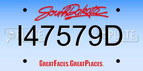 I47579D South Dakota License Plate
