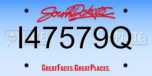 I47579Q South Dakota License Plate