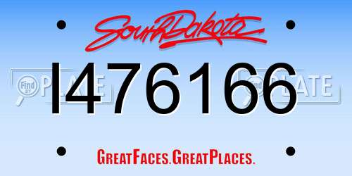 I476166 South Dakota License Plate