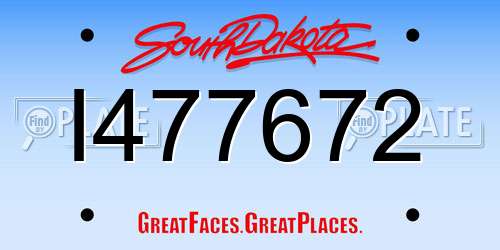 I477672 South Dakota License Plate