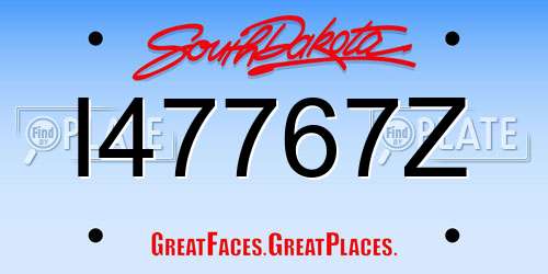 I47767Z South Dakota License Plate