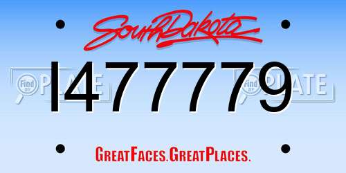I477779 South Dakota License Plate