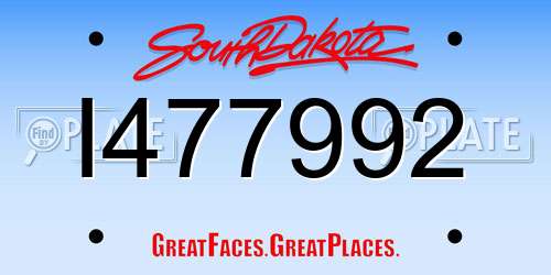 I477992 South Dakota License Plate