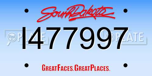 I477997 South Dakota License Plate