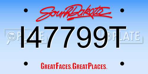 I47799T South Dakota License Plate