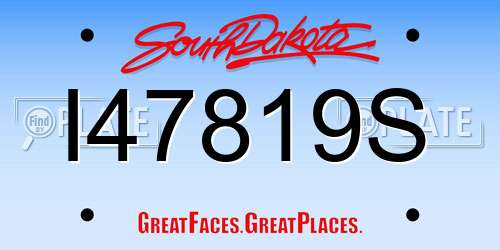 I47819S South Dakota License Plate