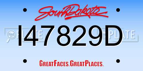 I47829D South Dakota License Plate