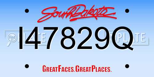 I47829Q South Dakota License Plate