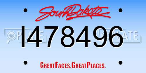 I478496 South Dakota License Plate