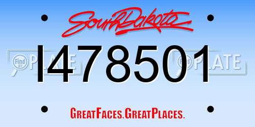 I478501 South Dakota License Plate