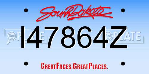 I47864Z South Dakota License Plate
