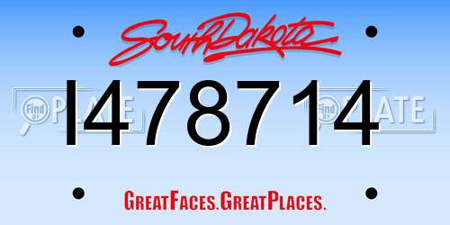 I478714 South Dakota License Plate