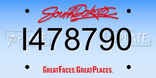 I478790 South Dakota License Plate