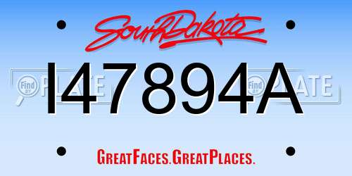 I47894A South Dakota License Plate