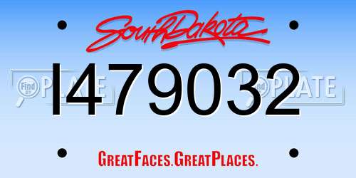 I479032 South Dakota License Plate