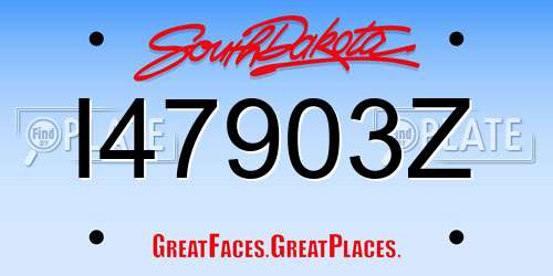 I47903Z South Dakota License Plate