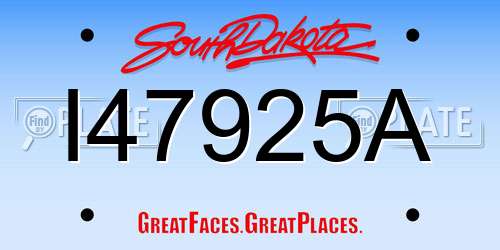 I47925A South Dakota License Plate