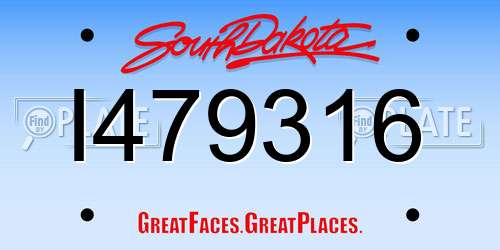 I479316 South Dakota License Plate