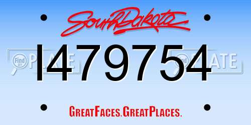 I479754 South Dakota License Plate