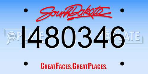 I480346 South Dakota License Plate