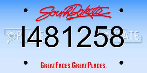I481258 South Dakota License Plate