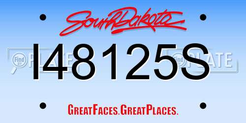 I48125S South Dakota License Plate