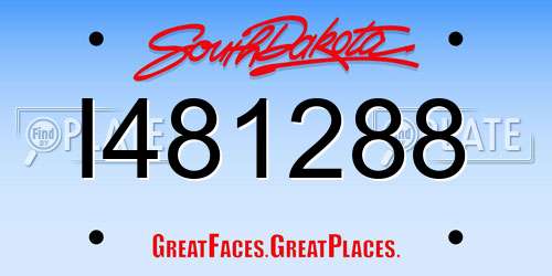 I481288 South Dakota License Plate