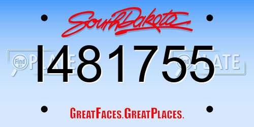 I481755 South Dakota License Plate