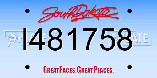 I481758 South Dakota License Plate
