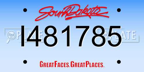 I481785 South Dakota License Plate