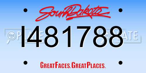 I481788 South Dakota License Plate