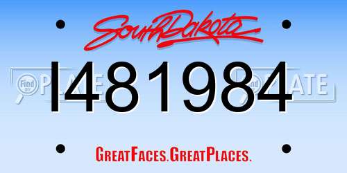 I481984 South Dakota License Plate