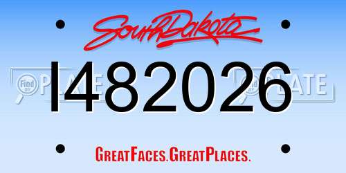 I482026 South Dakota License Plate