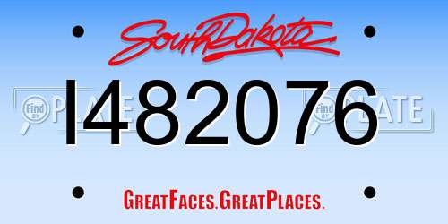 I482076 South Dakota License Plate